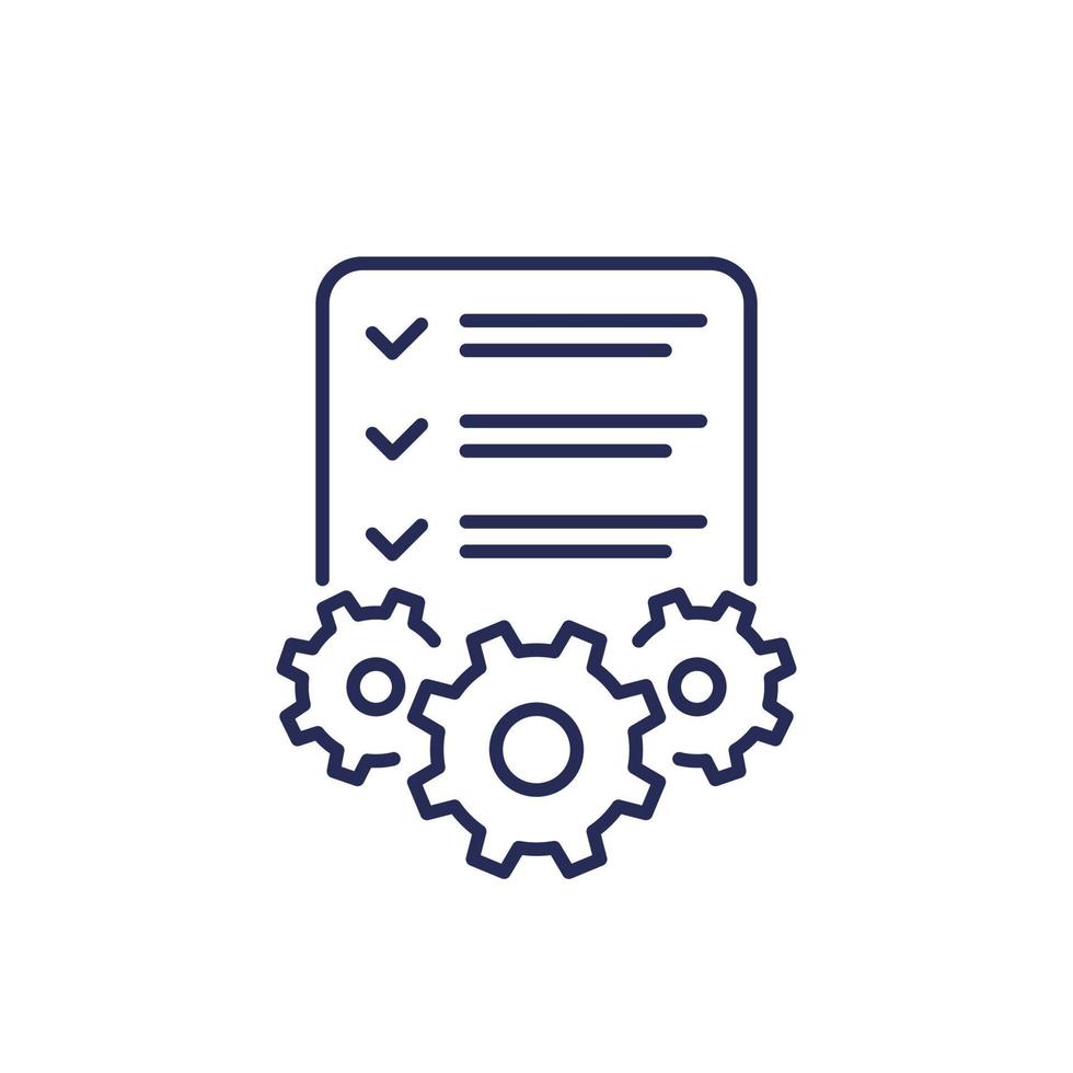 Procedures, project line icon with checklist vector