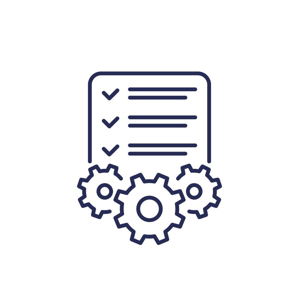 Procedures, project line icon with checklist vector