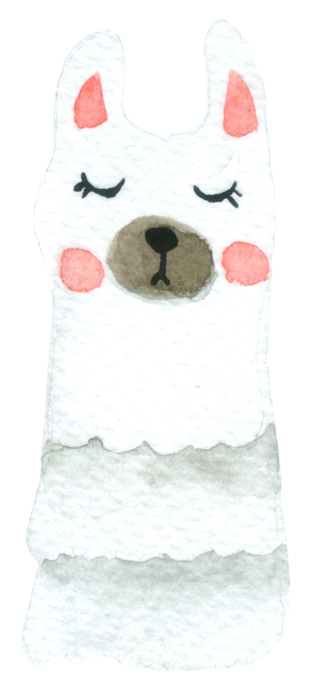 Alpaca cartoon cute watercolor png