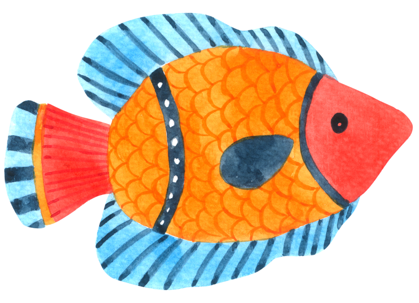 Fish cartoon cute watercolor png