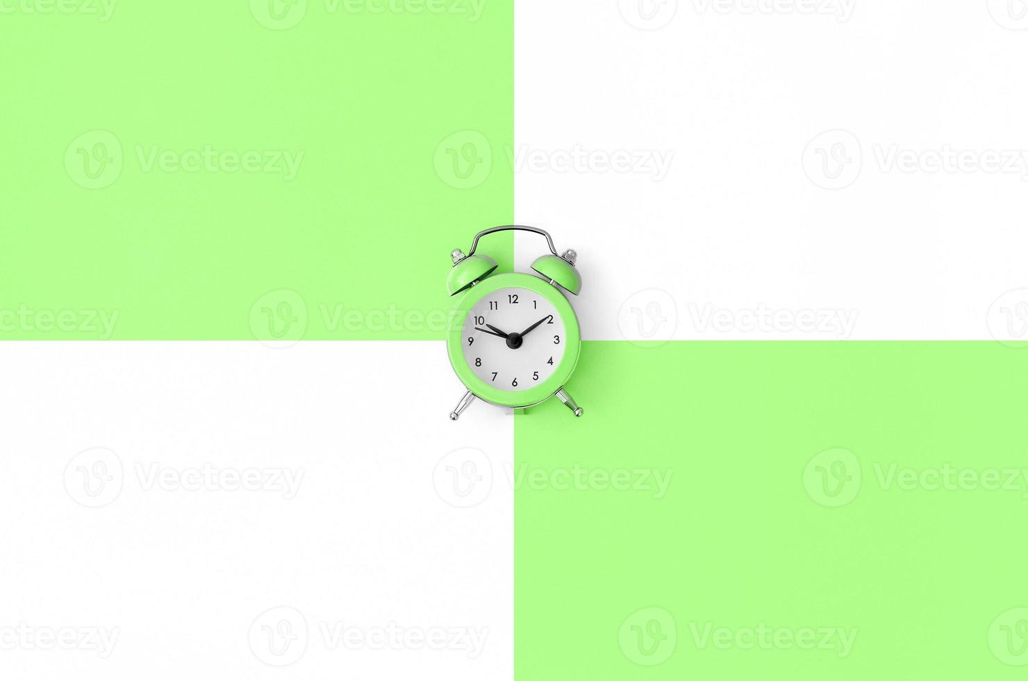 Minimalism flat lay top view. Alarm clock photo