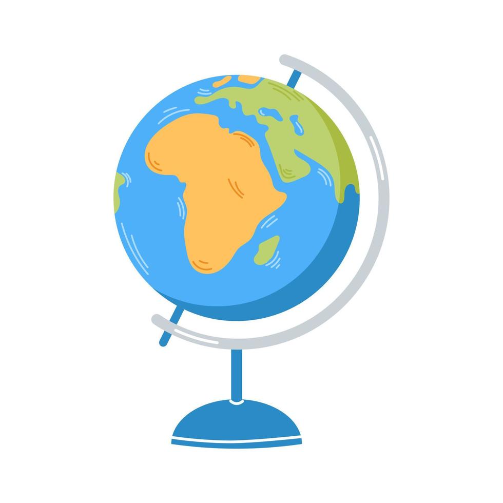 globo vectorial. suministro escolar. globo del planeta tierra con mapa del mundo. De vuelta a la escuela. vector