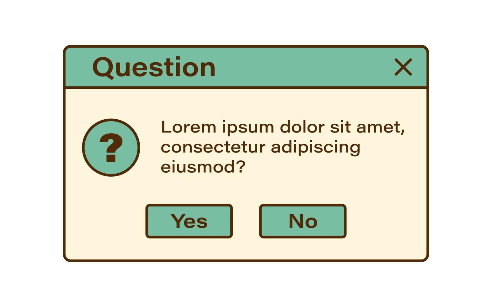 ventana modal de ondas de vapor retro vectorial. ventanas de diálogo de preguntas antiguas. ui nostálgico. interfaz de computadora retro. mensaje de pregunta vector