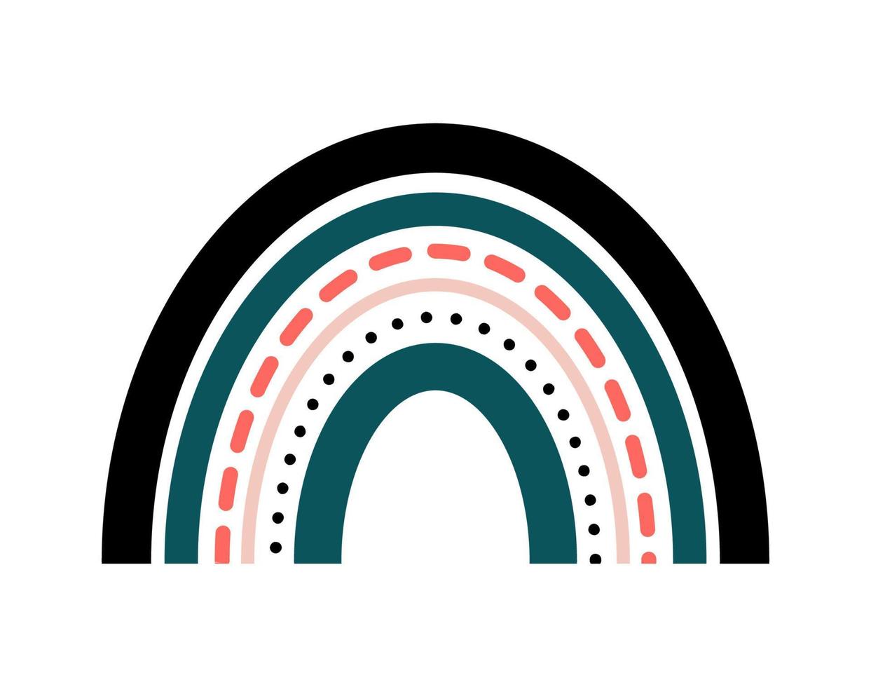Doodle boho rainbow. Vector element.