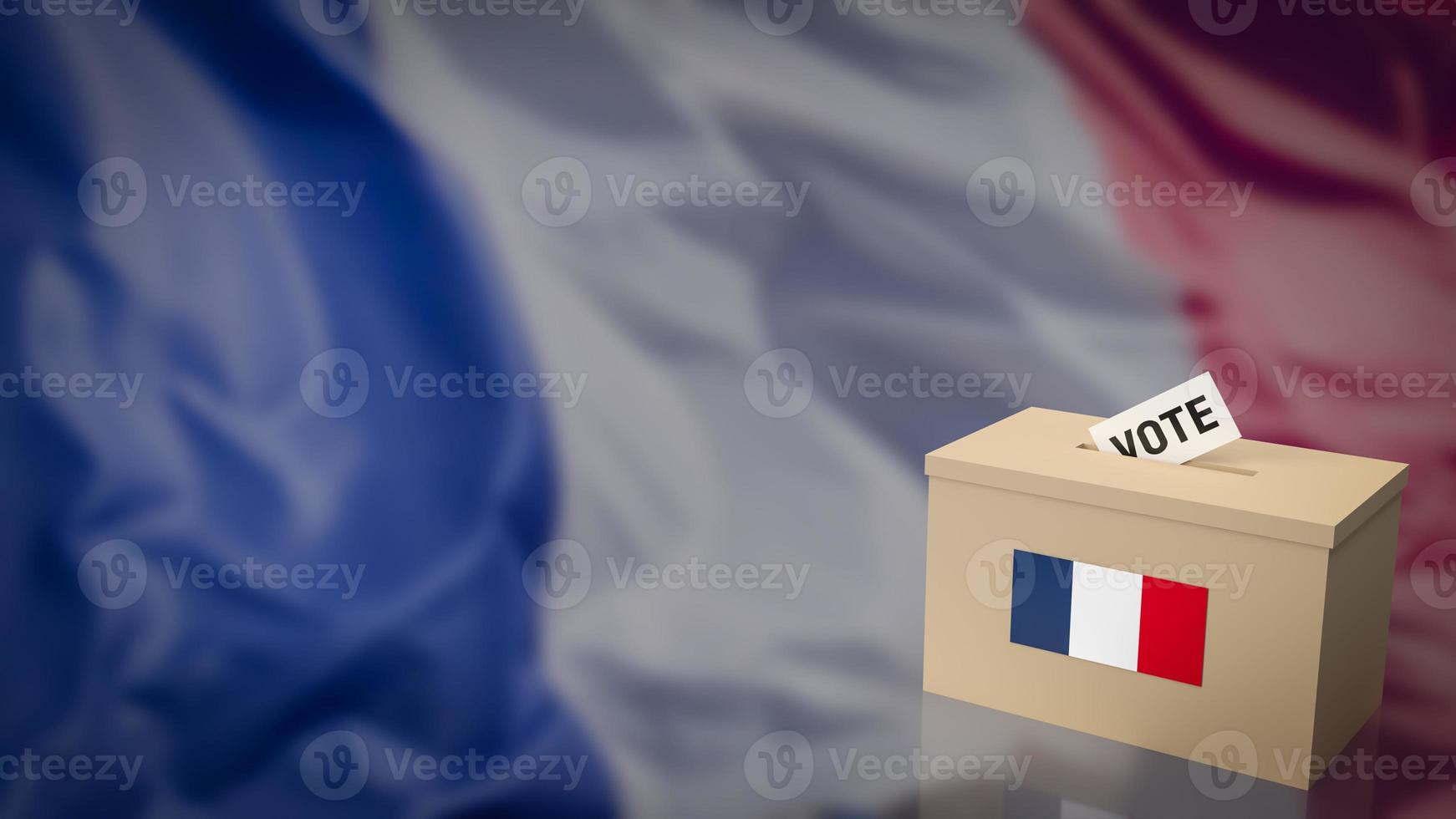 la caja y la tarjeta de voto para la representación 3d de las elecciones presidenciales francesas foto