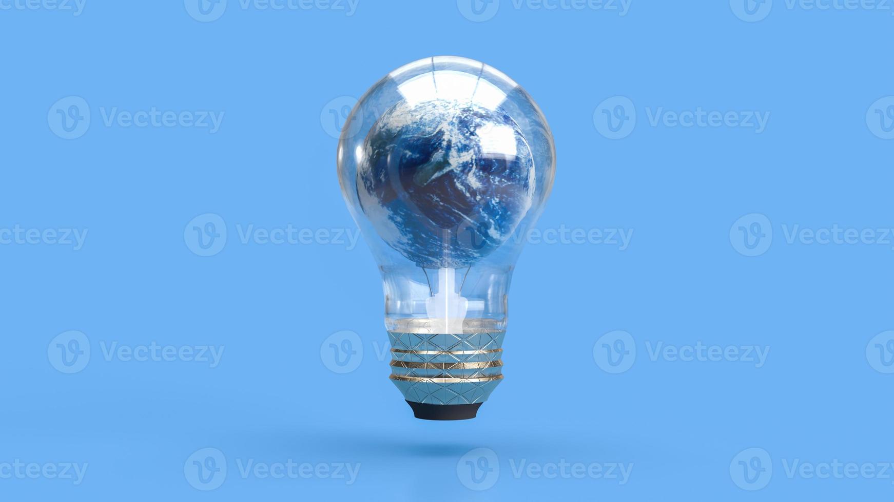 The earth in light bulb for ecological  or sci concept 3d rendering photo