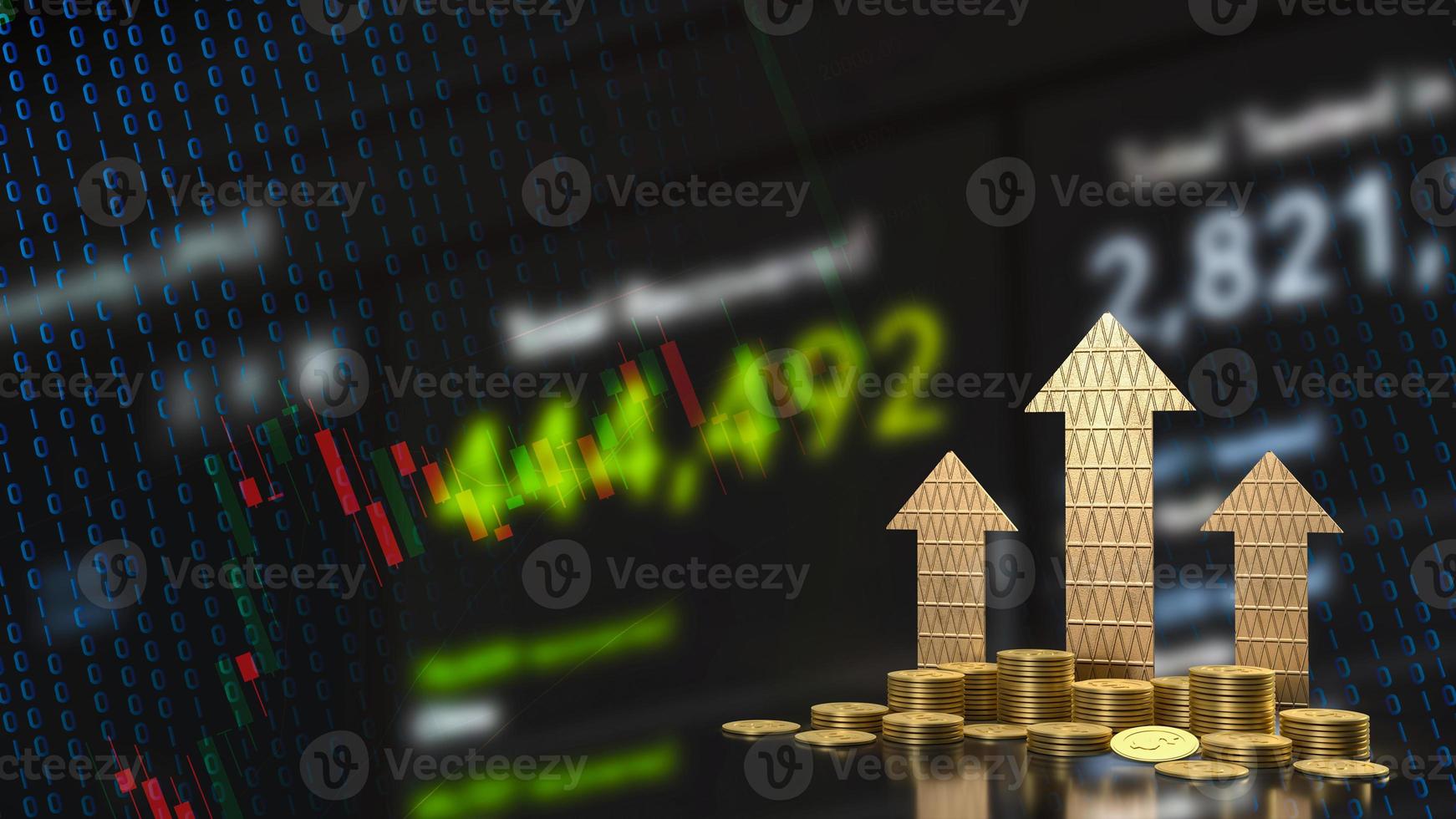 The gold coins and arrow on business background  3d rendering photo