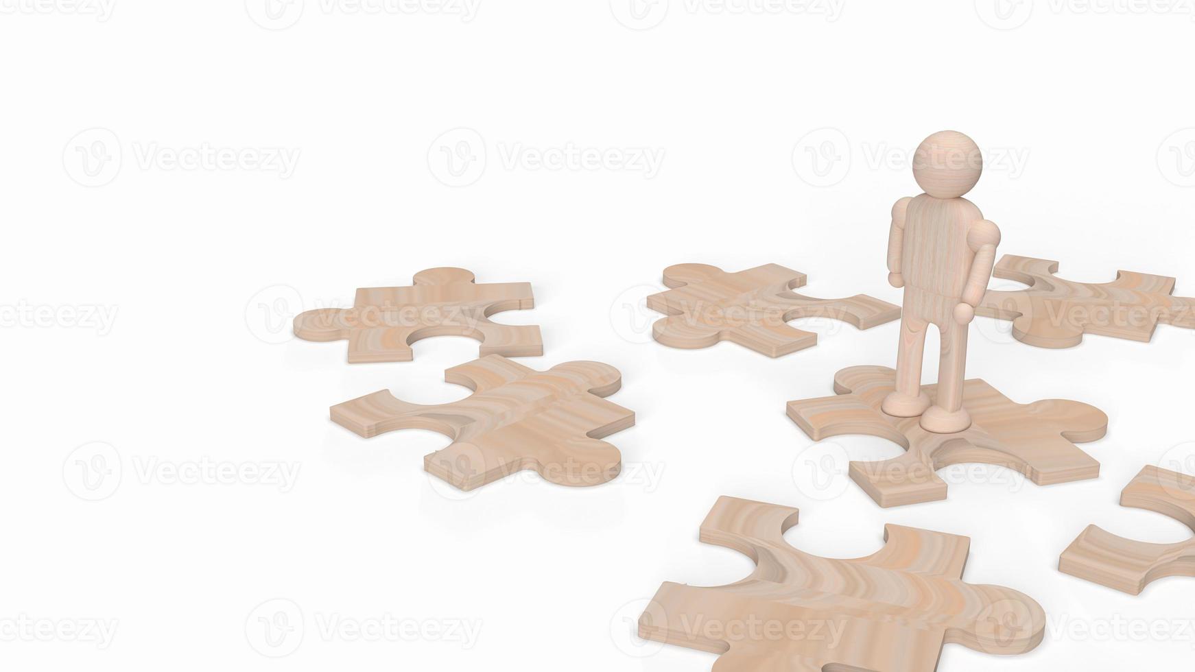 A wood human figure on jigsaw for background 3d rendering. photo