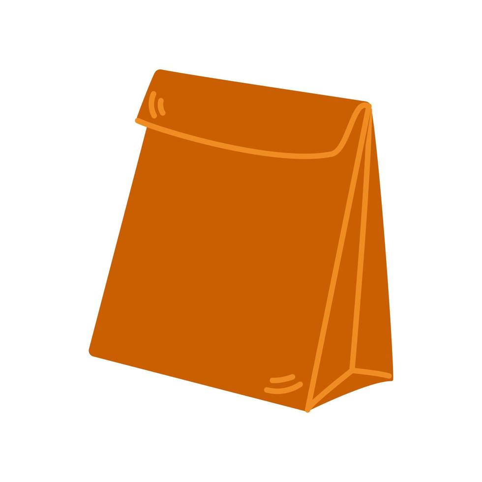 Vector school lunch bag. Food package paper bag. Back to school. Lunch package.