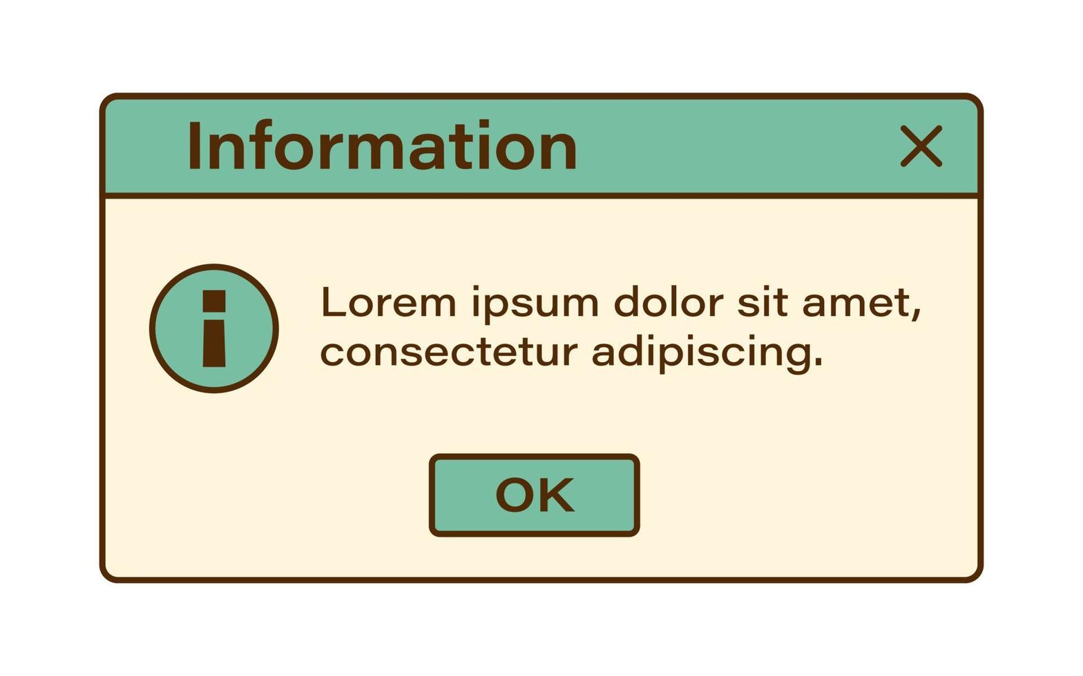 ventana modal de ondas de vapor retro vectorial. ventanas de diálogo de información vintage. ui nostálgico. interfaz de computadora retro. mensaje de información vector