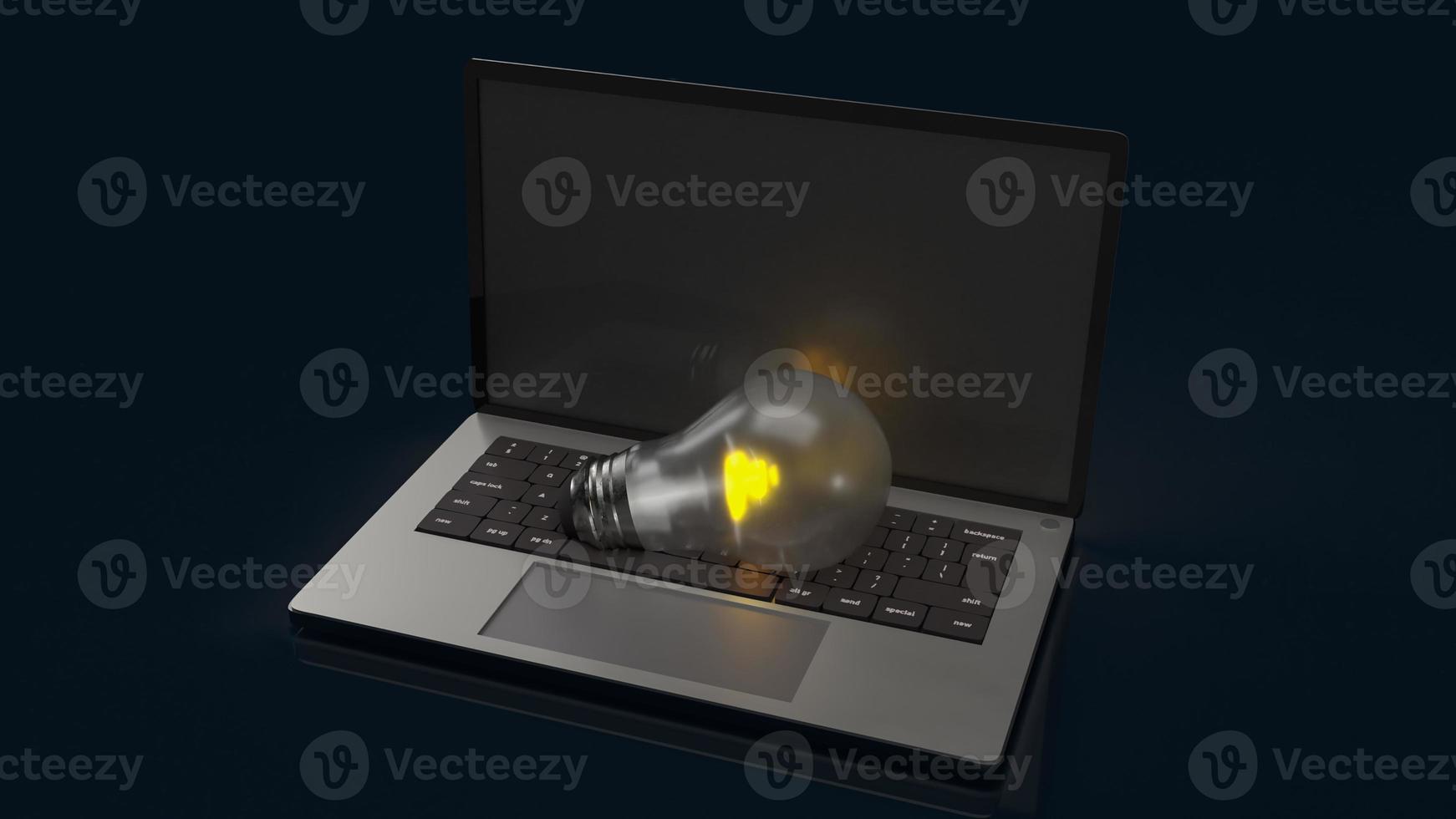 The notebook and light bulb for business or creative concept 3d rendering photo