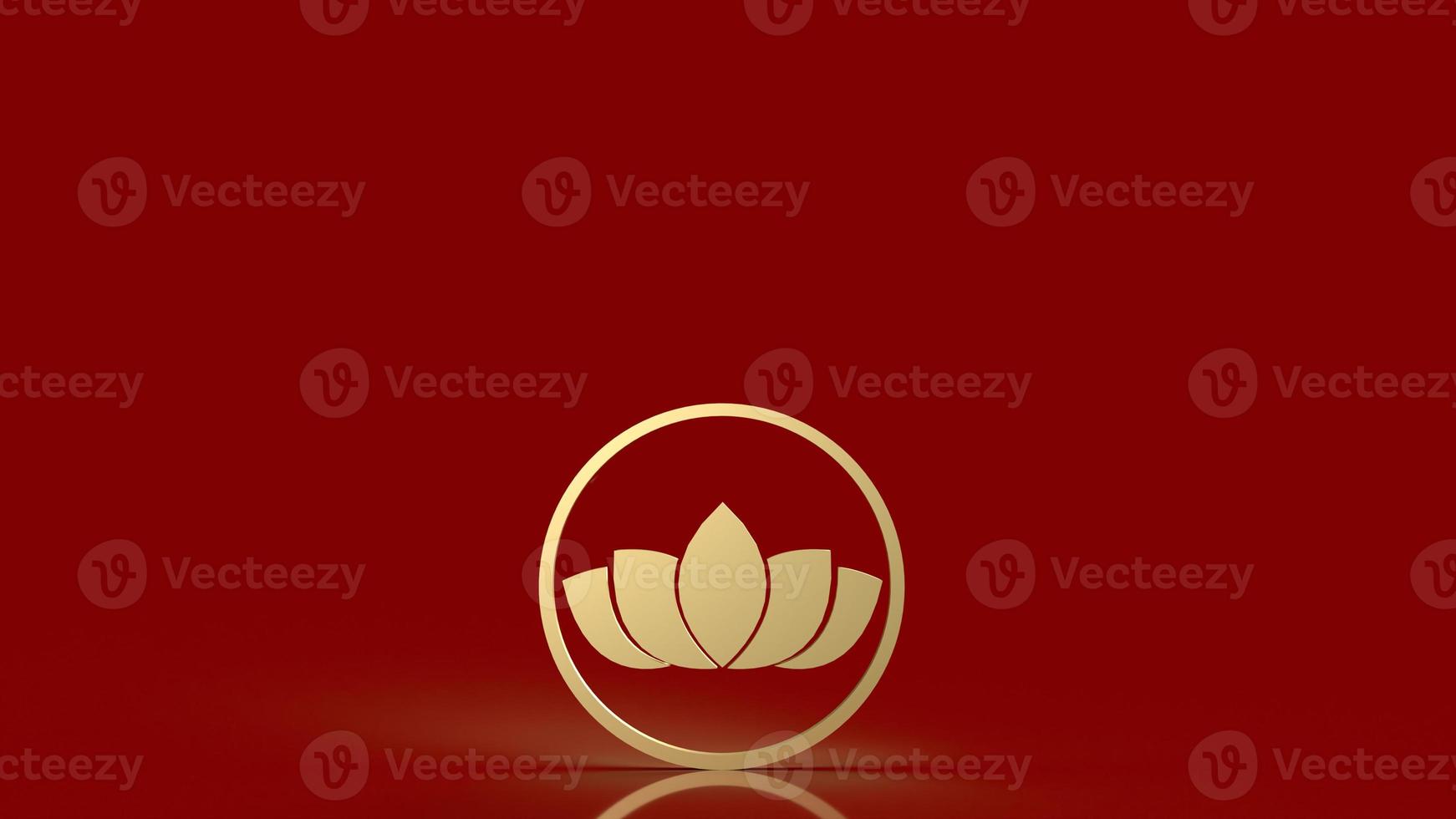The luxury  gold lotus on red background  3d rendering photo