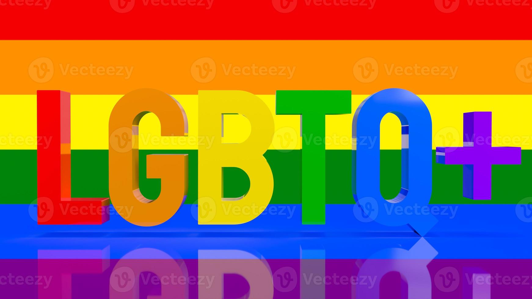 el texto lgbtq multicolor para la representación 3d del concepto transgénero foto