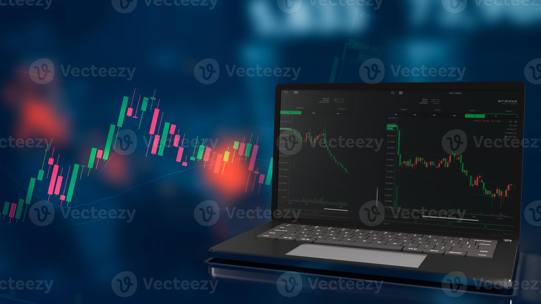 notebook and chart for business concept  3d rendering photo