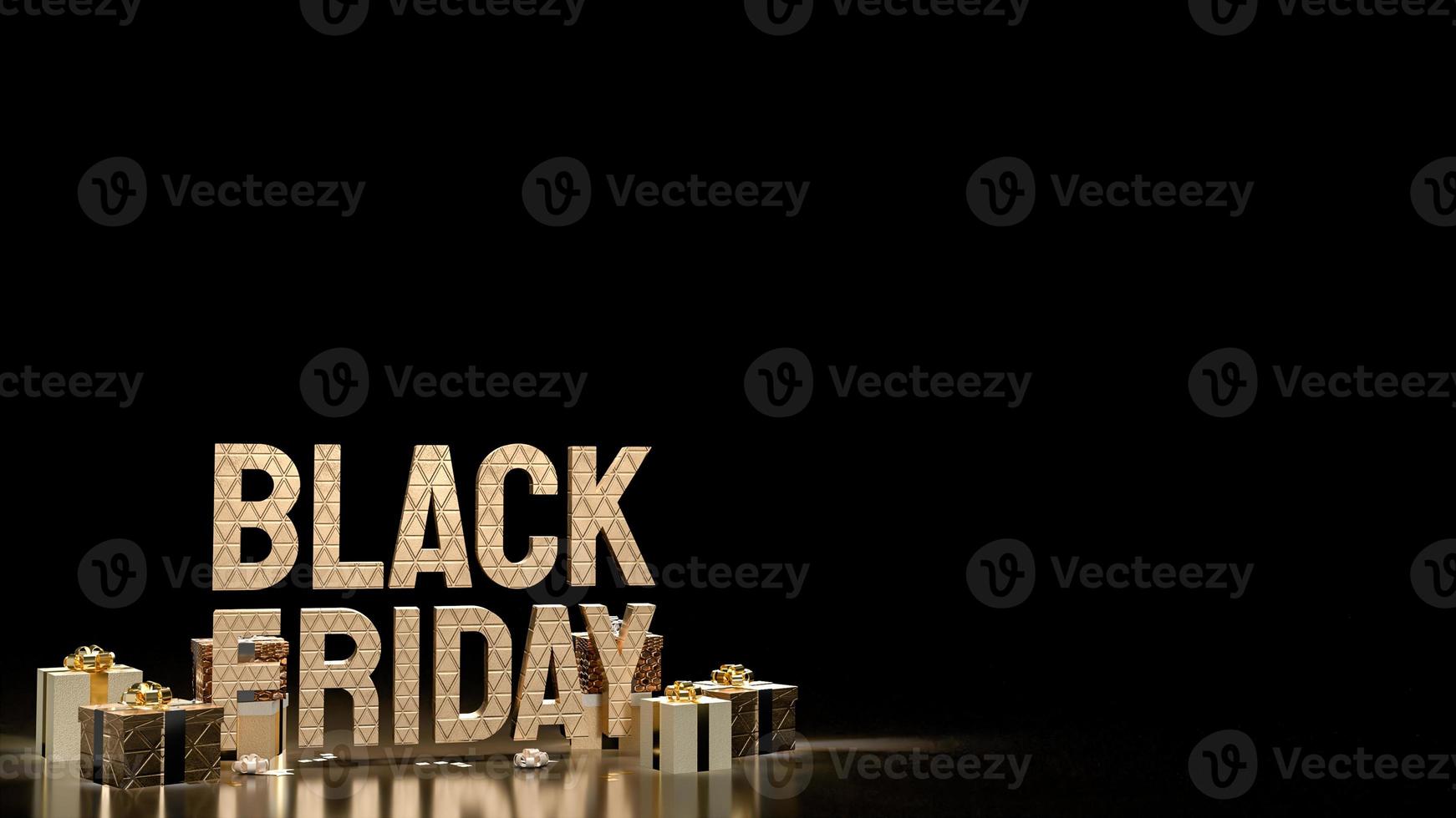 Black Friday gold text and gift boxes for offer or promotion shopping concept  3d rendering photo