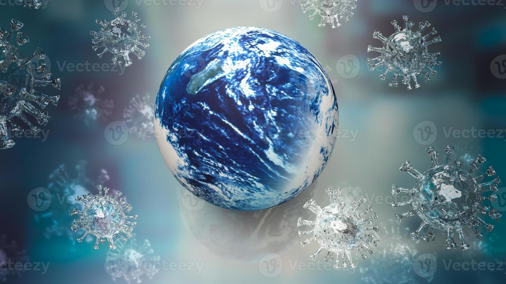 The world and virus for covid 19 or out break concept 3d rendering photo