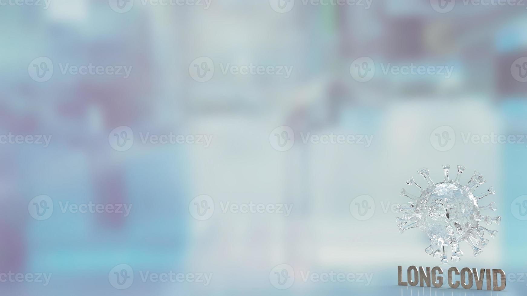 clear virus and word long covid for medical or sci concept 3d rendering photo