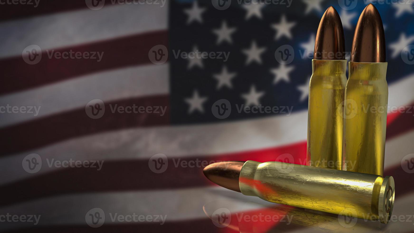 The bullet on Usa flag for law or crime concept 3d rendering photo