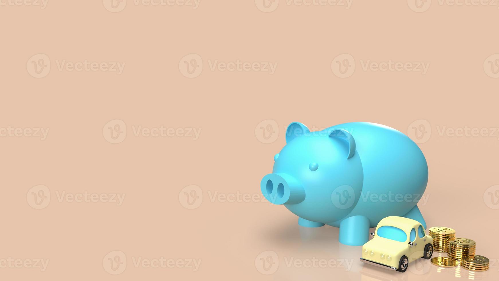 The piggy bank and car for saving concept 3d rendering photo