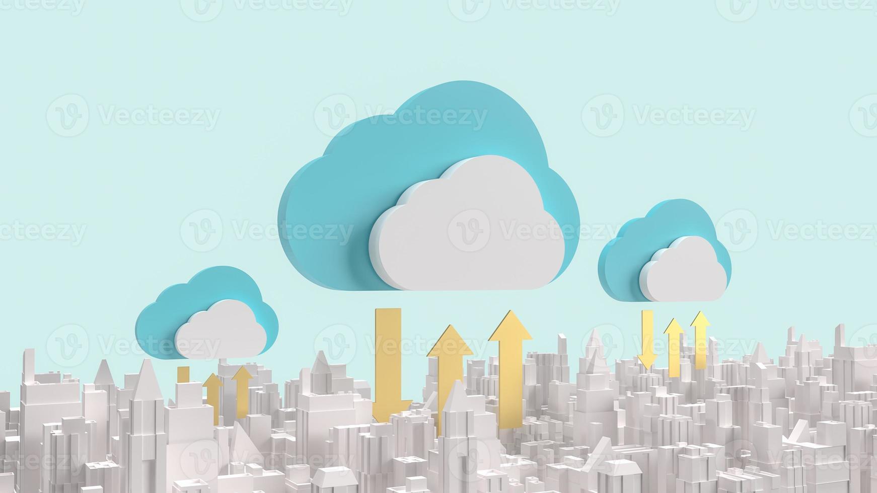 The cloud and building city for communication technology content 3d rendering. photo