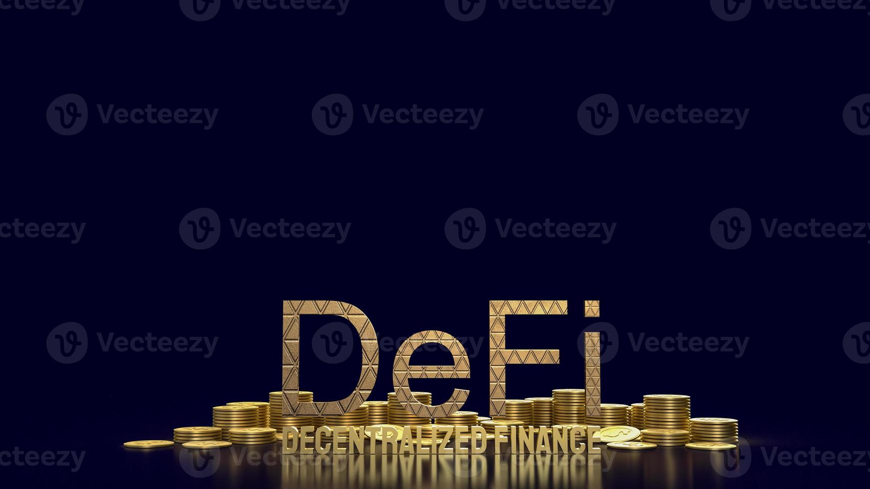 defi farming gold word and gold coins  for cryptocurrency business concept 3d rendering photo