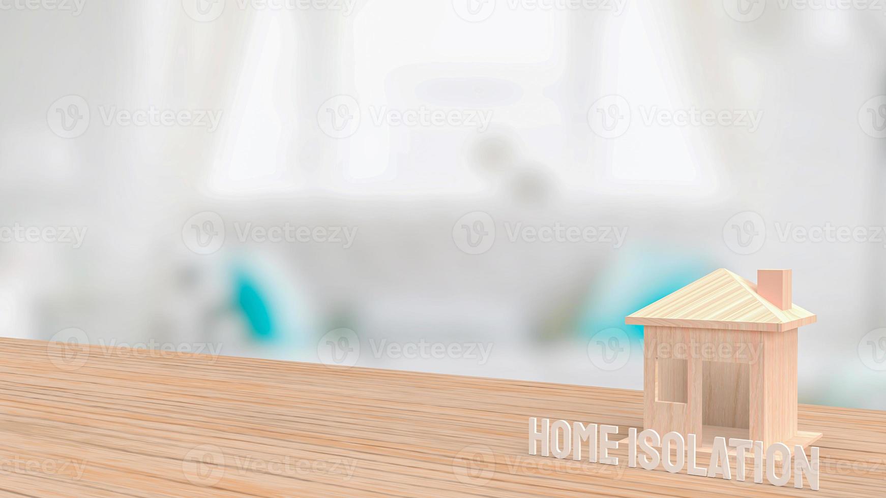 Home on wood table for  home isolation concept 3d rendering photo