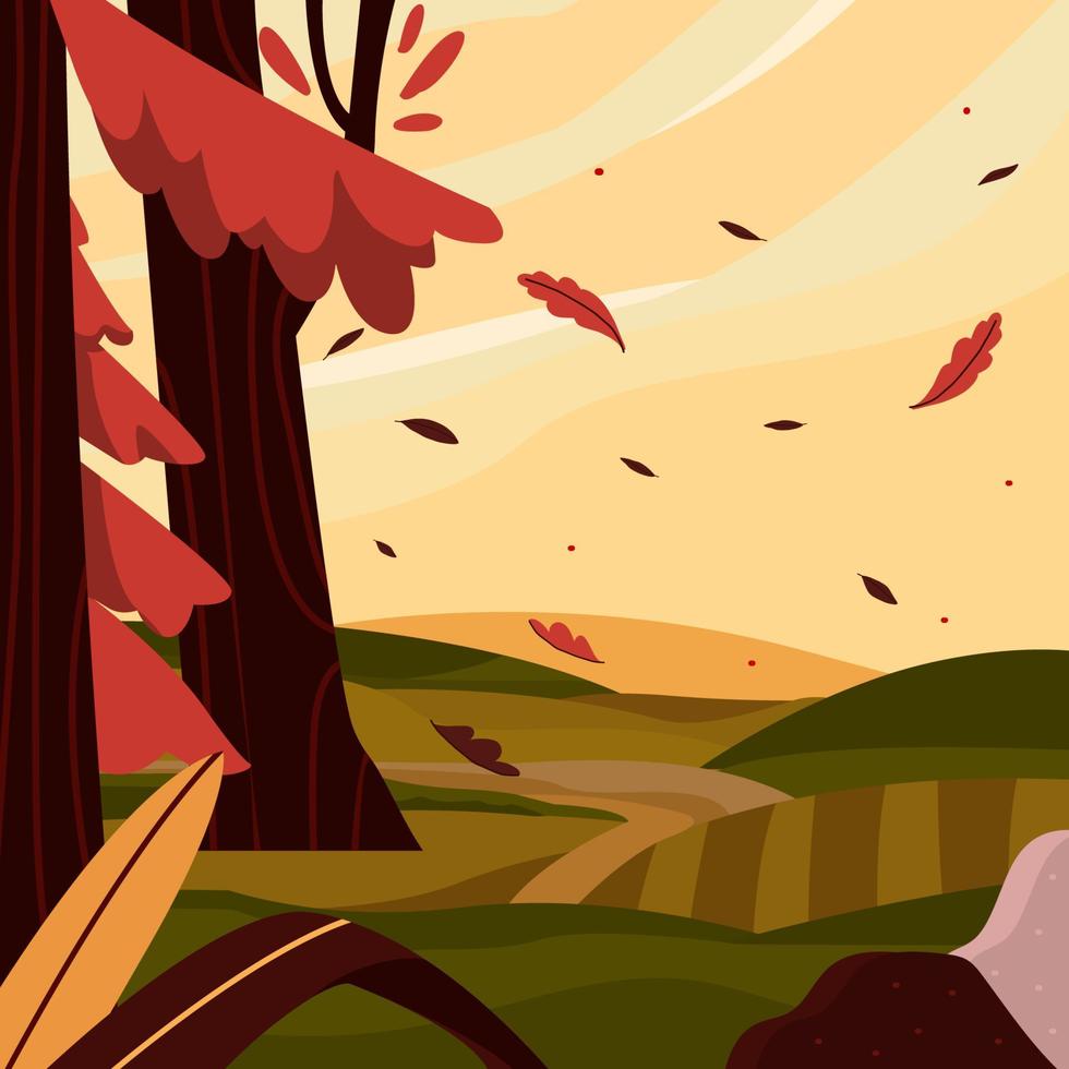 Fallen Forest Leaves in Autumn Concept vector