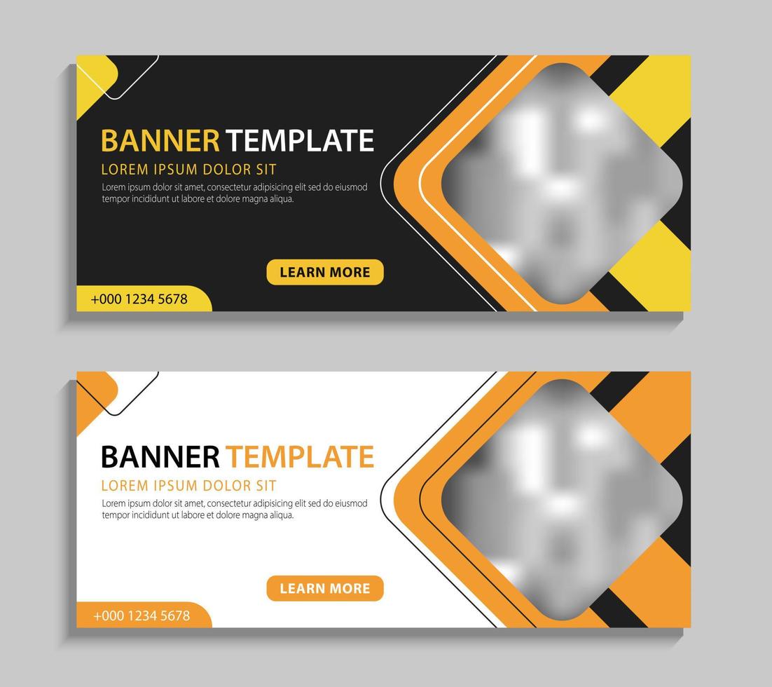 Abstract horizontal banner template design. Web banner vector design with place for pictures. Vector template for cover, header, advertising