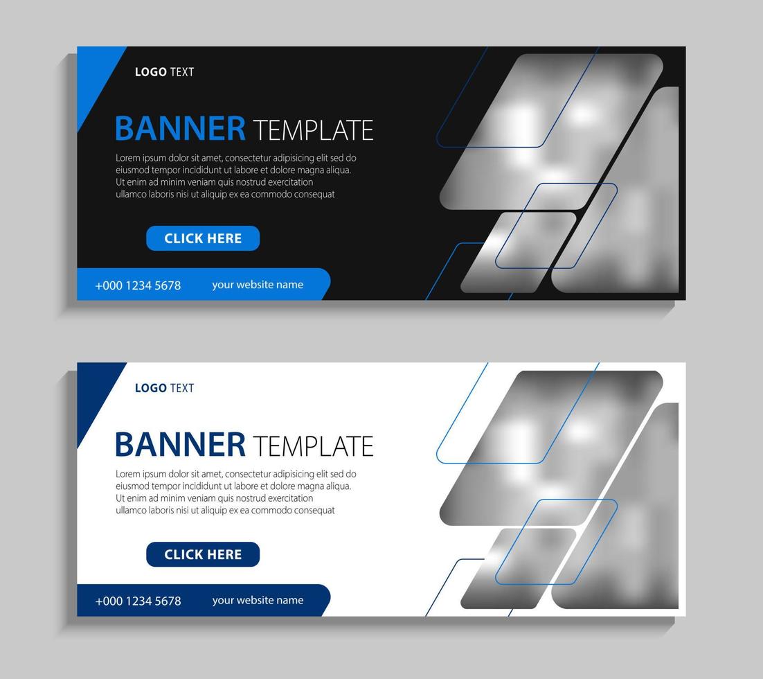 diseño de plantilla de banner de negocios moderno. diseño de banner web horizontal con lugar para imágenes. puede usarse para banner, publicidad, encabezado, portadas, volante vector