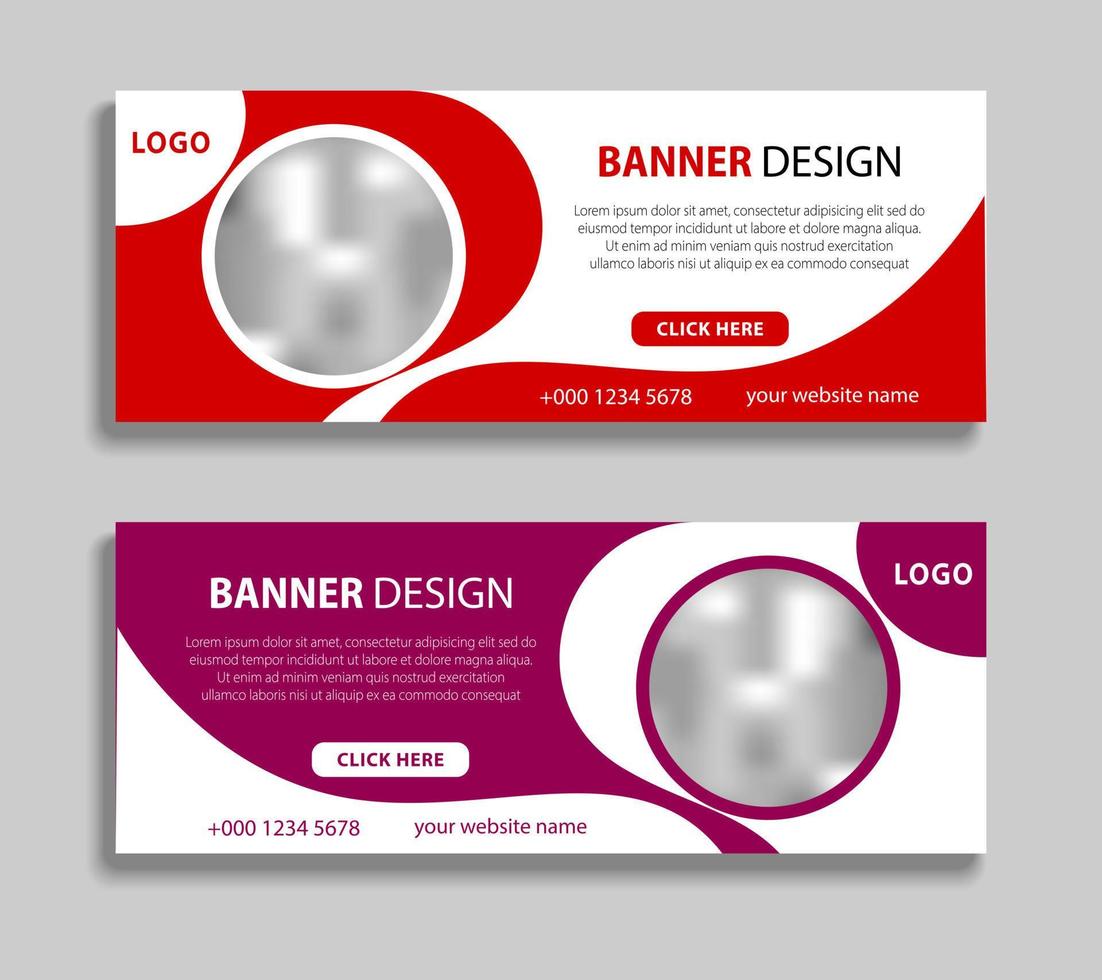 diseño de plantilla de banner de negocios moderno. diseño de banner web horizontal con lugar para imágenes. puede usarse para banner, publicidad, encabezado, portadas, volante vector