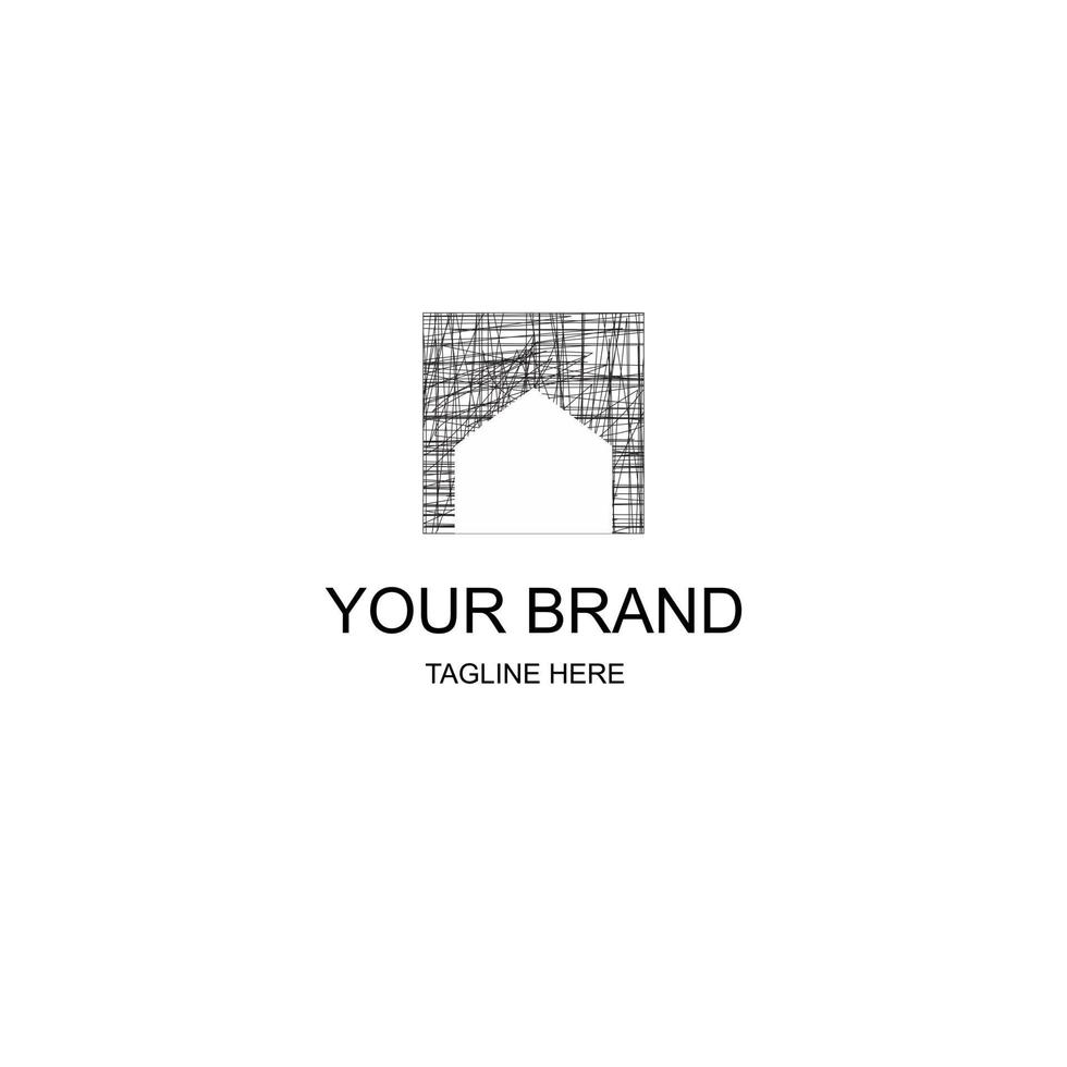 house logo with abstract lines vector