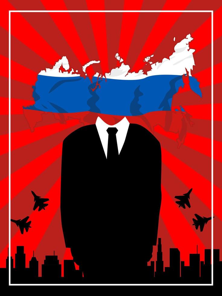 black suit in front of russian flag vector