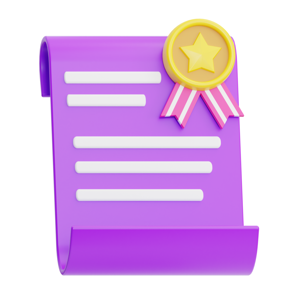 certificat illustration 3d png