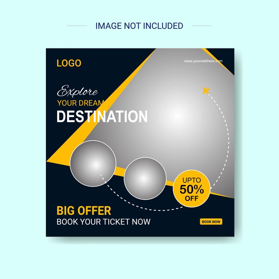 Travel tour social media post template, Flat design travel template of social media post vector