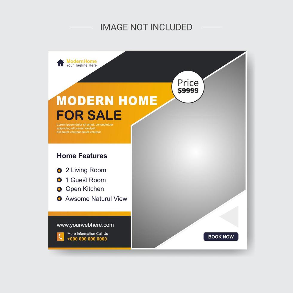 Social media post template design for real estate house sales and home rent vector
