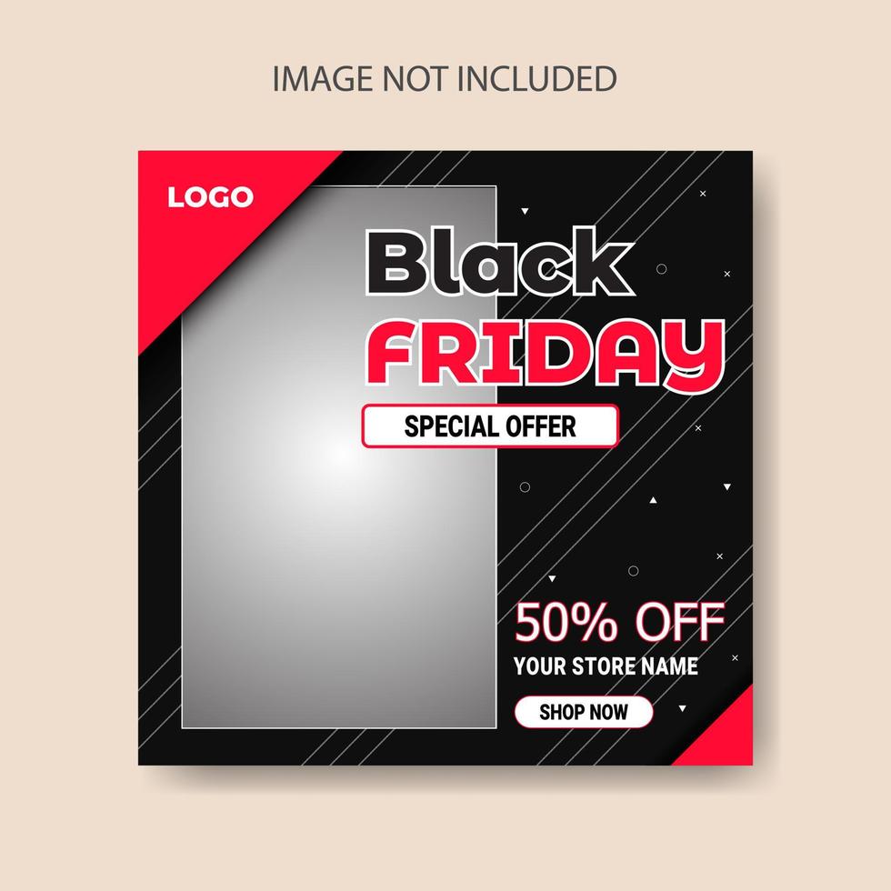 Black Friday social media post design with a discount tag vector