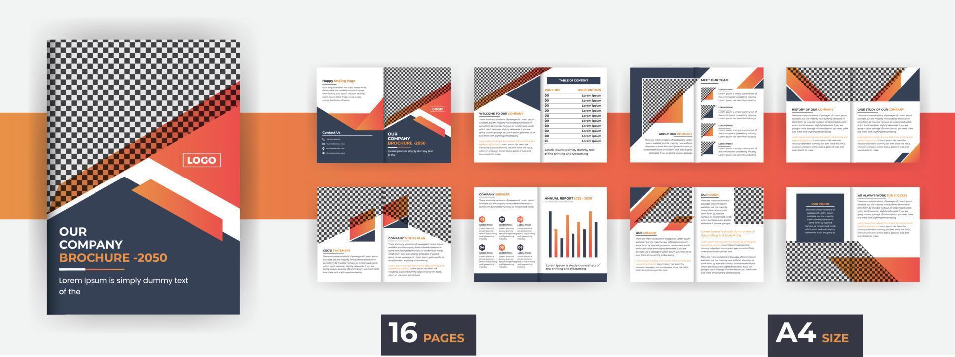 Business brochure design Company profile with modern gradient shapes, 16 pages brochure design vector