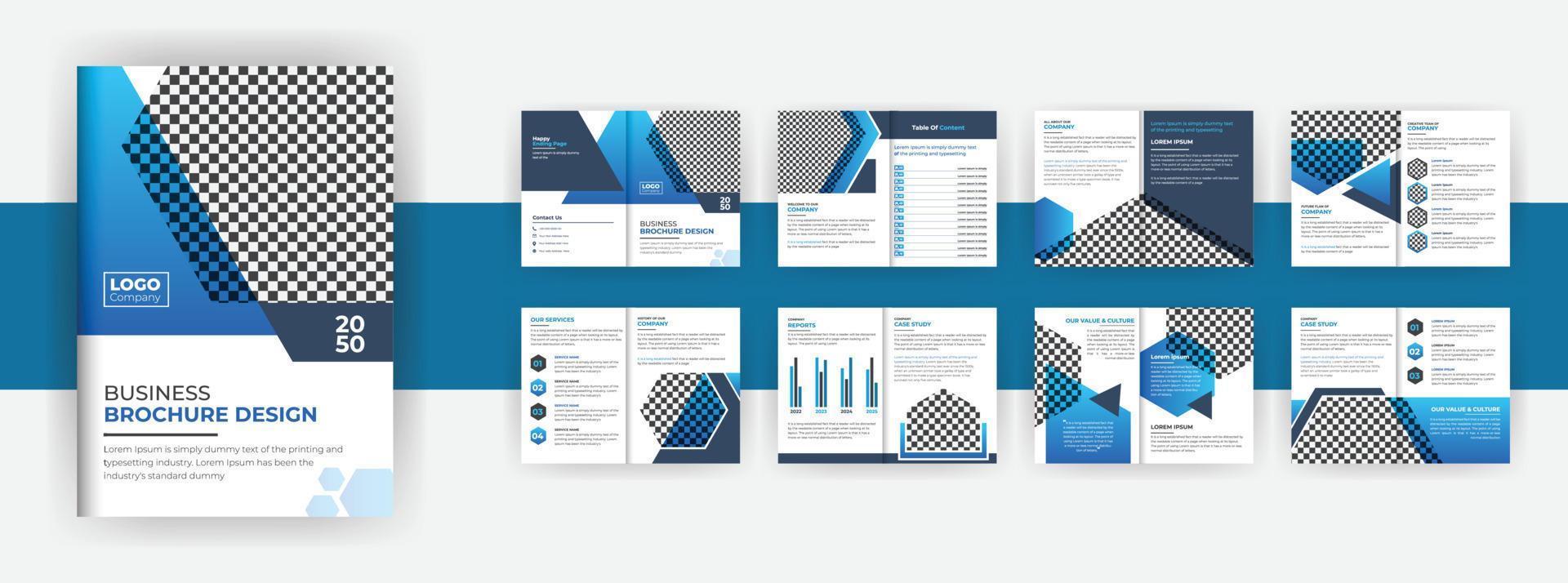 Business brochure design Company profile with modern gradient shapes, 16 pages brochure design vector