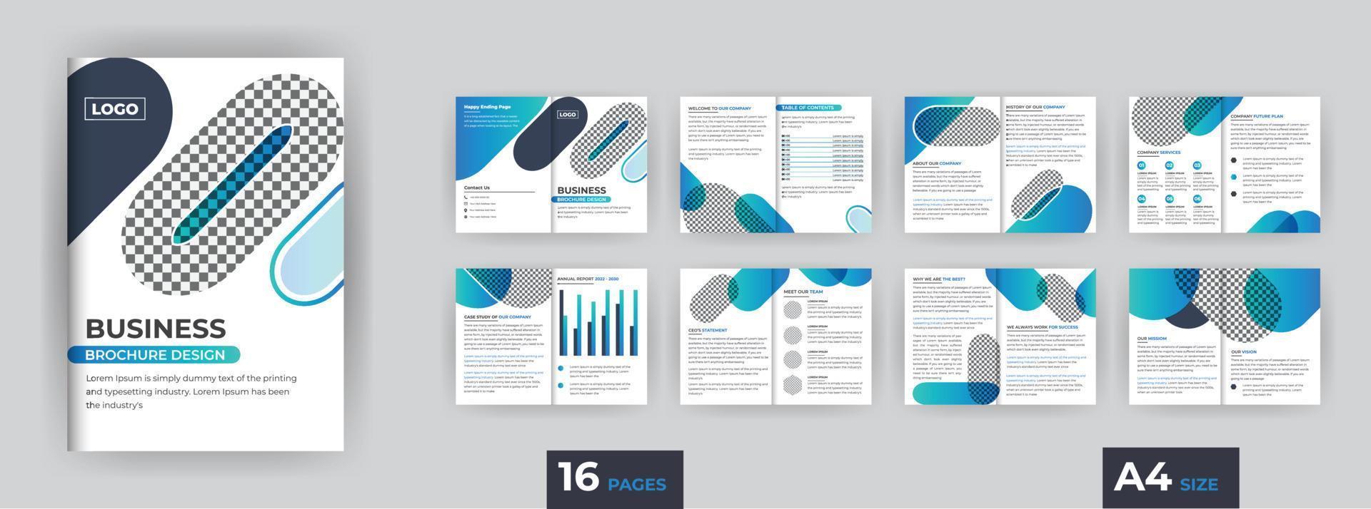 Business brochure design Company profile with modern gradient shapes, 16 pages brochure design vector