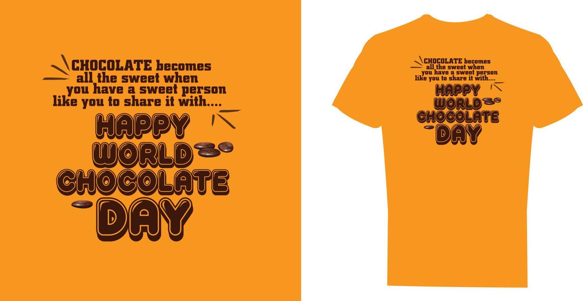 diseño de camisetas, feliz día mundial del chocolate vector