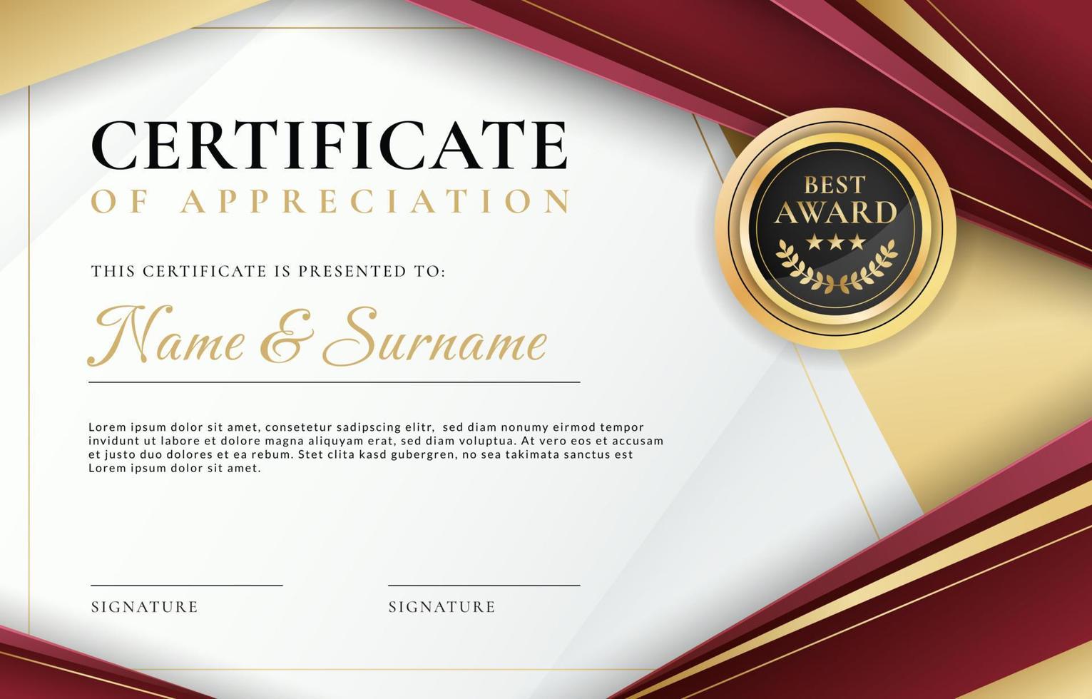 Certificate of Appreciation Template vector