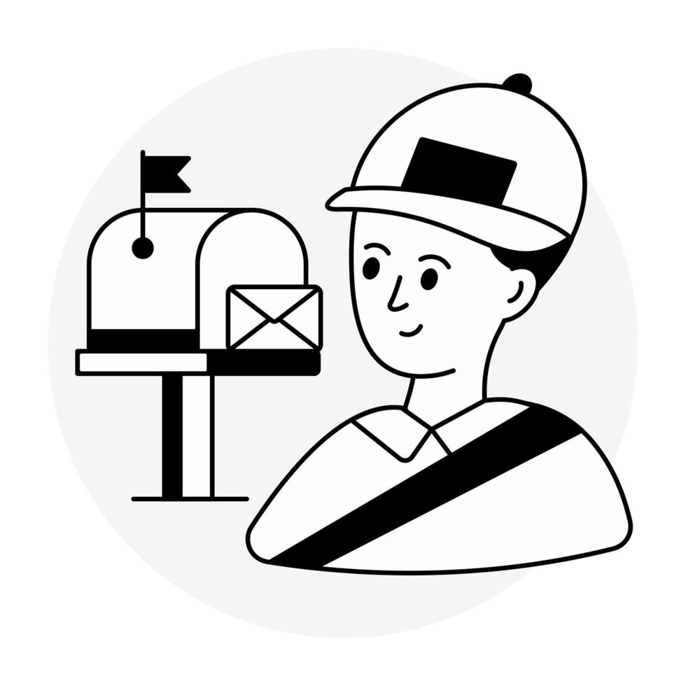 Avatar with letterbox, icon of postman vector