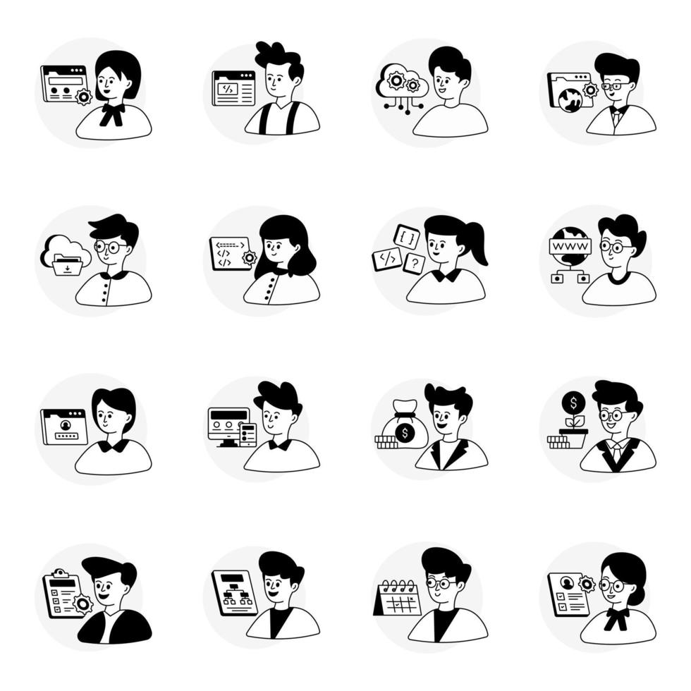 Pack of Business and Management Glyph Line Icons vector