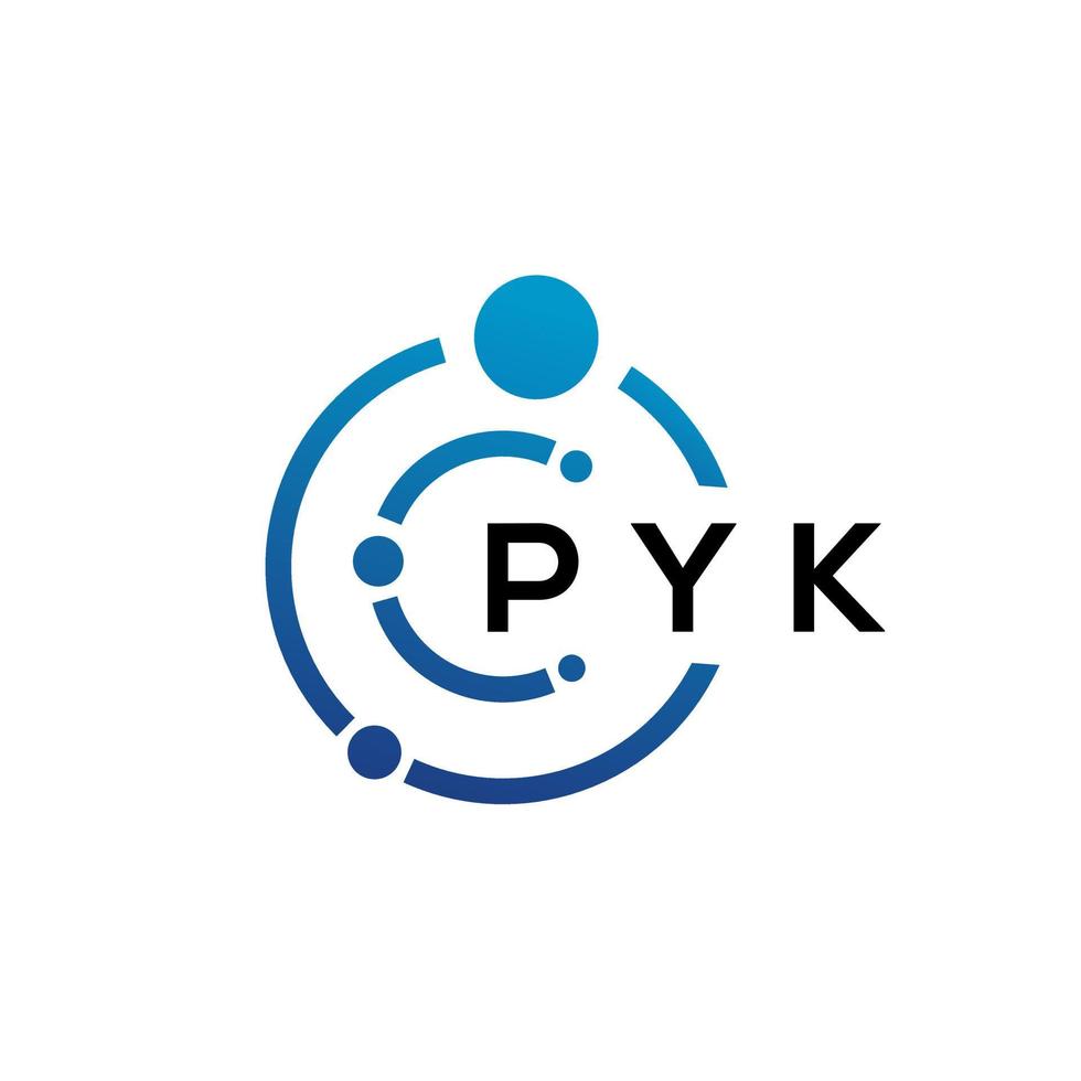 diseño de logotipo de tecnología de letras pyk sobre fondo blanco. pyk creative initials letter it concepto de logotipo. diseño de letras pyk. vector
