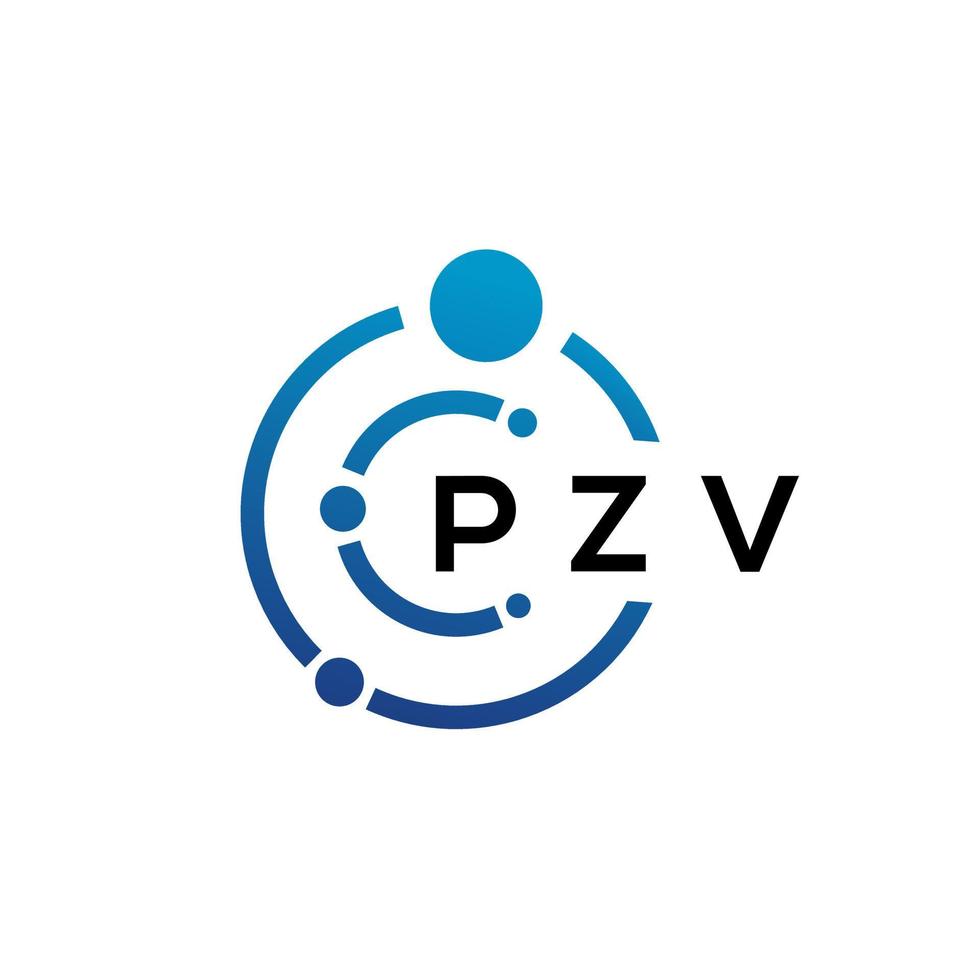 Diseño de logotipo de tecnología de letras pzv sobre fondo blanco. pzv letras iniciales creativas concepto de logotipo. diseño de letras pzv. vector