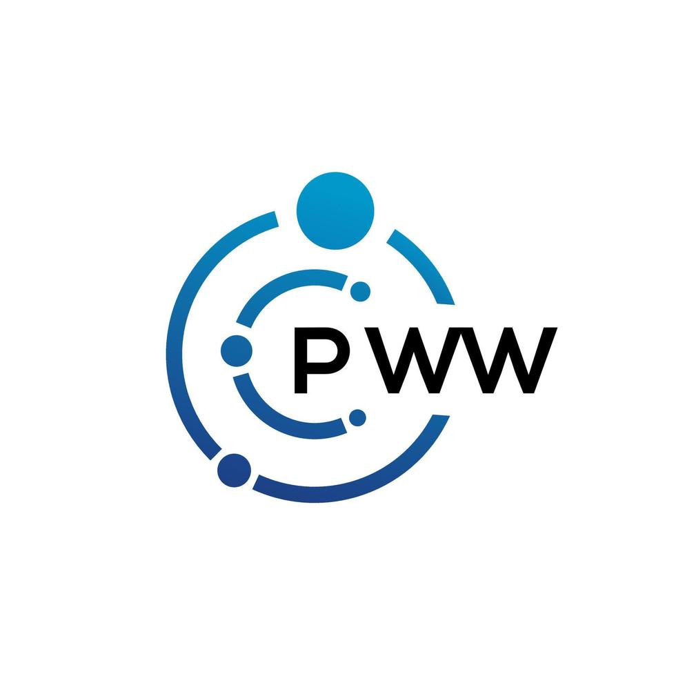 Diseño de logotipo de tecnología de letra pww sobre fondo blanco. pww creative initials letter it logo concepto. diseño de letras pww. vector