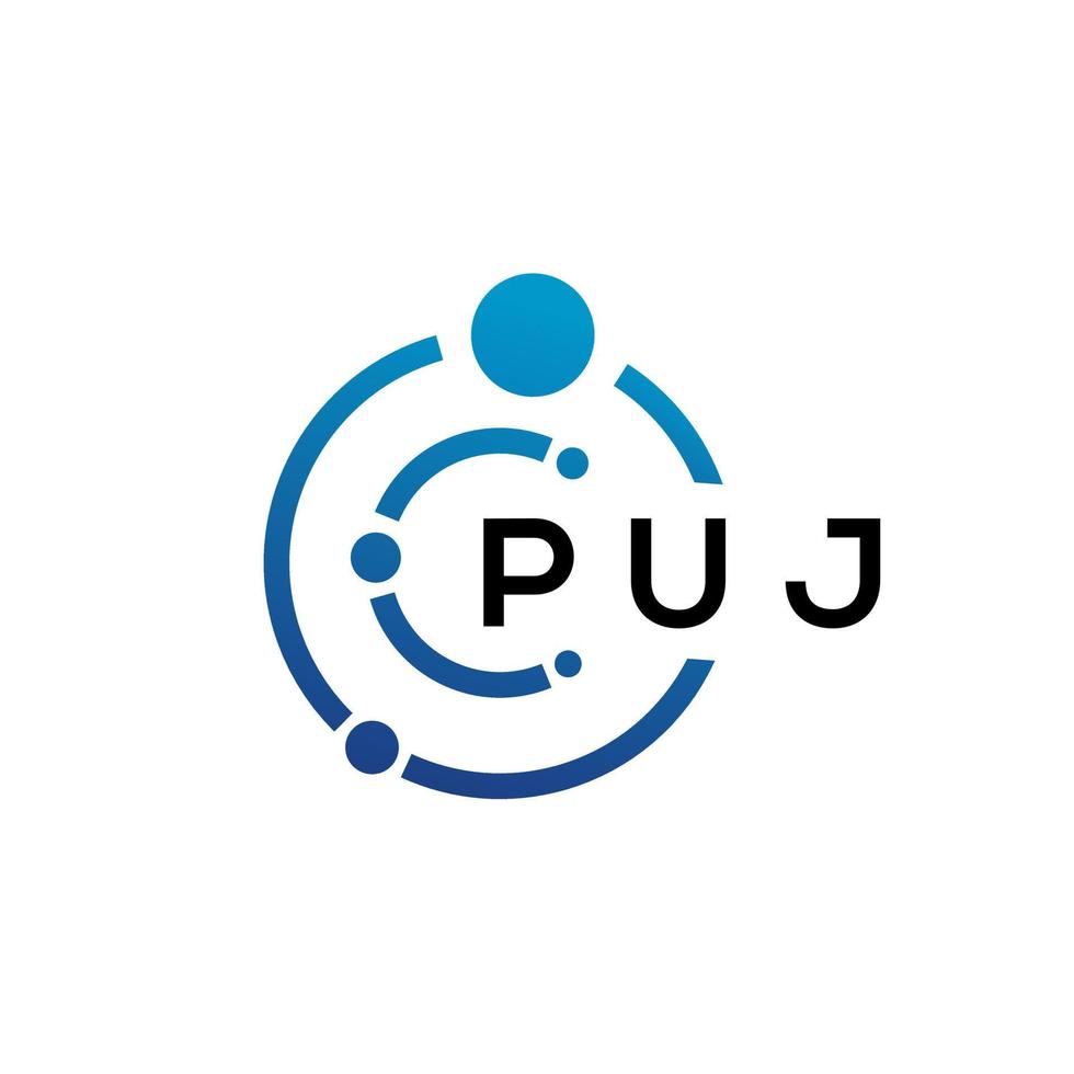 diseño de logotipo de tecnología de letra puj sobre fondo blanco. concepto de logotipo puj creative initials letter it. diseño de letras puj. vector