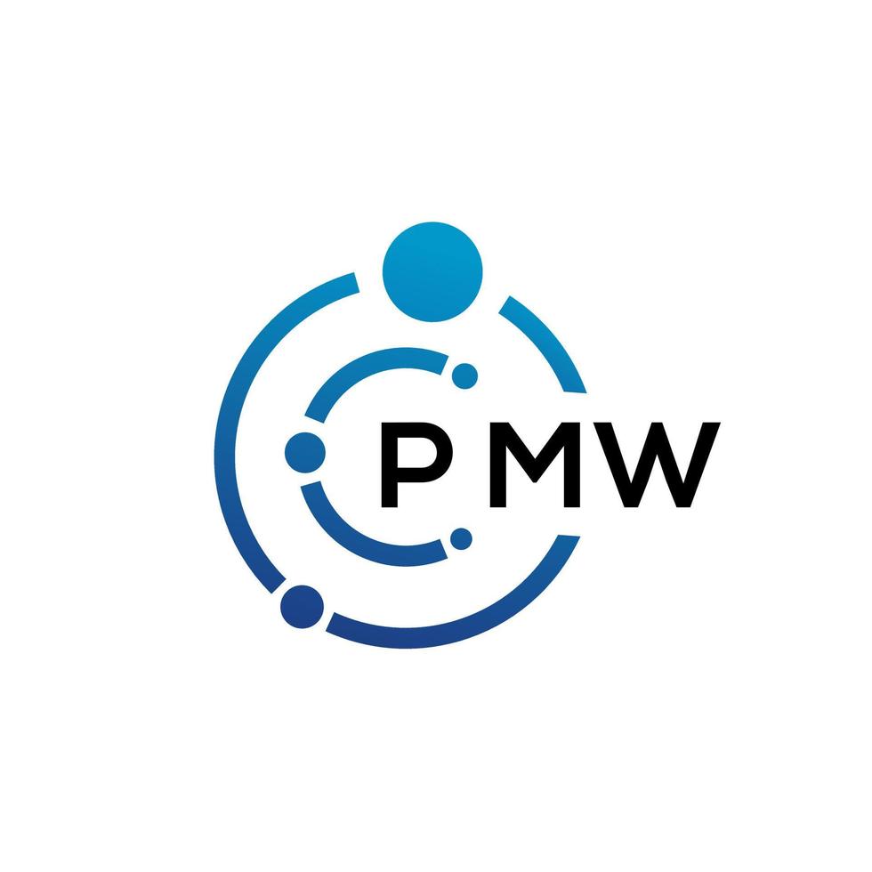 diseño de logotipo de tecnología de letra pmw sobre fondo blanco. pmw letras iniciales creativas concepto de logotipo. diseño de letra pmw. vector