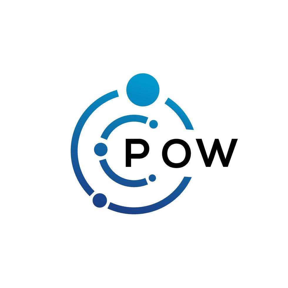 POW letter technology logo design on white background. POW creative initials letter IT logo concept. POW letter design. vector