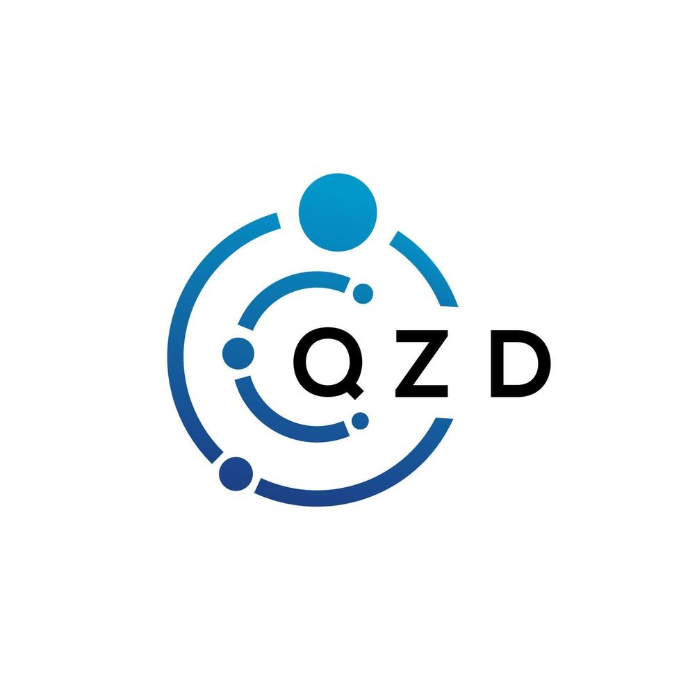 Diseño de logotipo de tecnología de letras qzd sobre fondo blanco. qzd letras iniciales creativas concepto de logotipo. diseño de letras qzd. vector